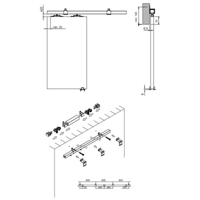 Posuvné dveře na stěnu ILAS IV. hnědé