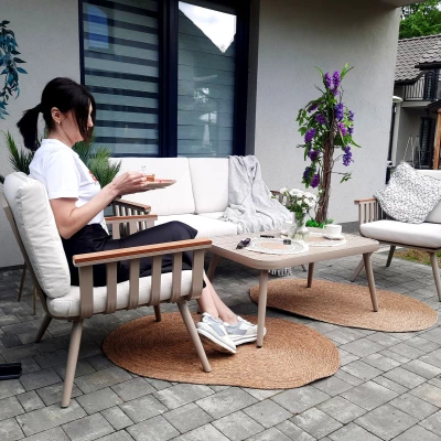 Sestava zahradního nábytku KARINE - béžová / krémová