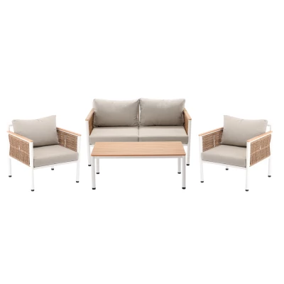 Zahradní sestava KARINE - bílá / hnědá / béžová