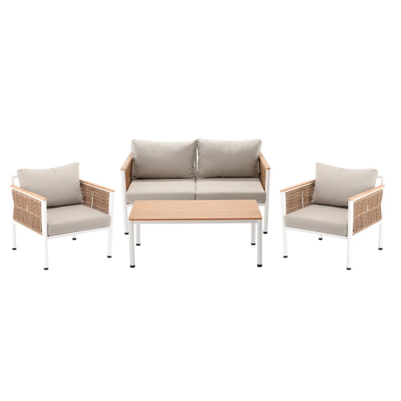 Zahradní sestava KARINE - bílá / hnědá / béžová