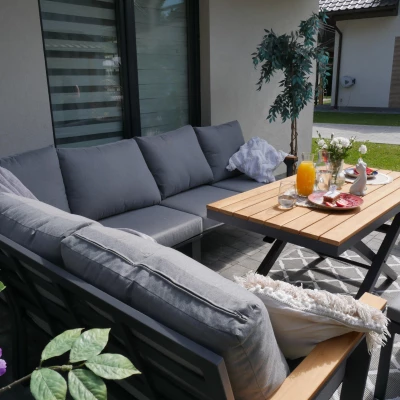 Velká rohová zahradní sestava ZALPA - antracit / hnědá / šedá
