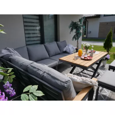 Velká rohová zahradní sestava ZALPA - antracit / hnědá / šedá