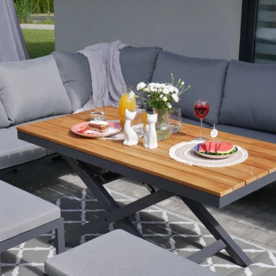 Velká rohová zahradní sestava ZALPA - antracit / hnědá / šedá