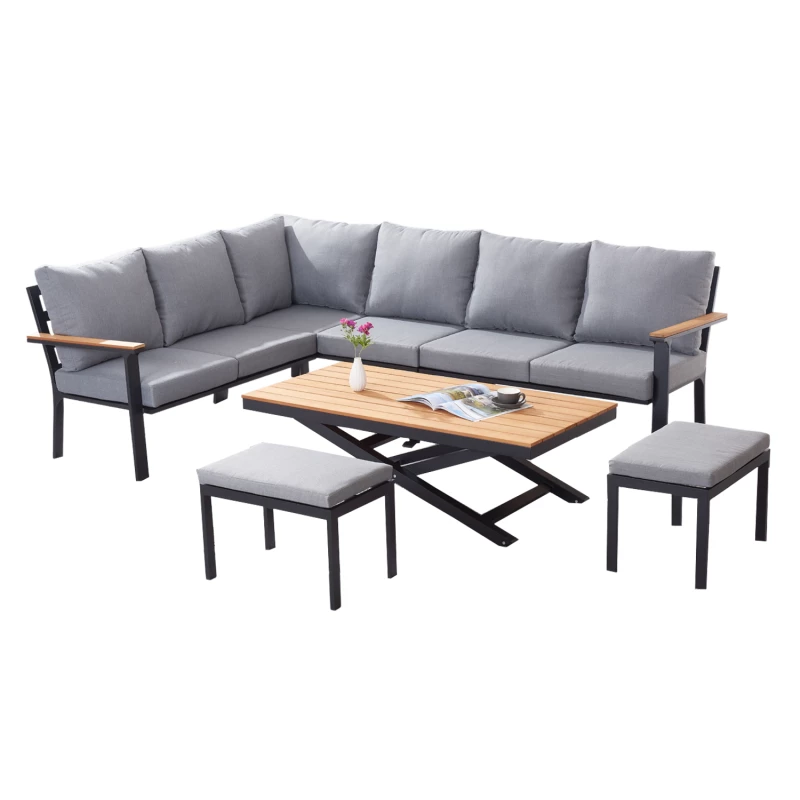 Velká rohová zahradní sestava ZALPA - antracit / hnědá / šedá