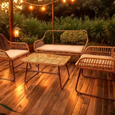 Velký zahradní set CHANEL - hnědý / černý / šedý