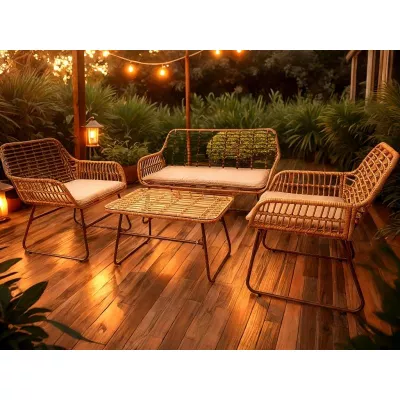 Velký zahradní set CHANEL - hnědý / černý / šedý