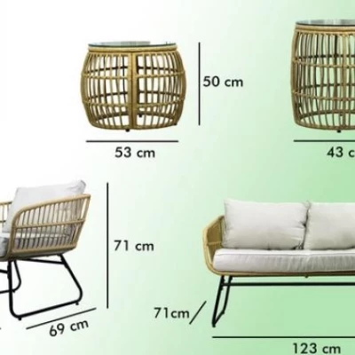 Sestava zahradního nábytku CHANEL - hnědá / černá / šedá