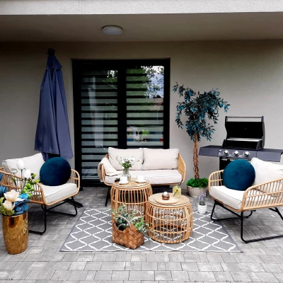 Sestava zahradního nábytku CHANEL - hnědá / černá / šedá