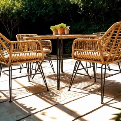 Zahradní jídelní set CHANEL - hnědý / černý / šedý