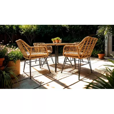 Zahradní jídelní set CHANEL - hnědý / černý / šedý