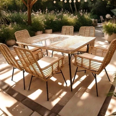 Jídelní zahradní sestava CHANEL - hnědá / černá