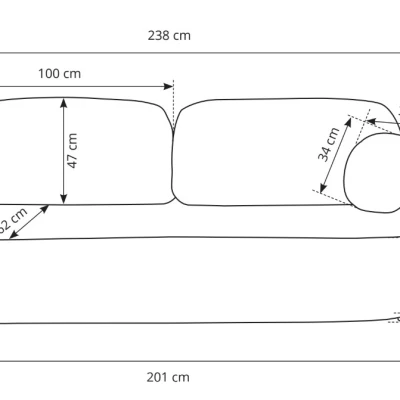 Rozkládací dvousedák s úložným prostorem COBOURG - světlý šedý 1