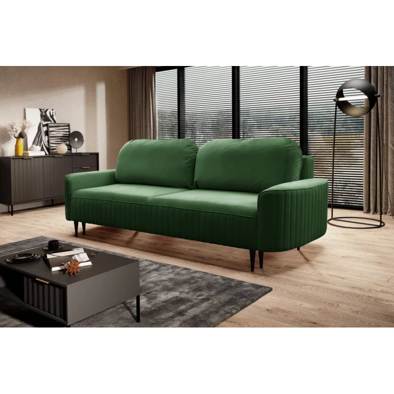 Rozkládací dvoumístná pohovka MONCTON - tmavá zelená