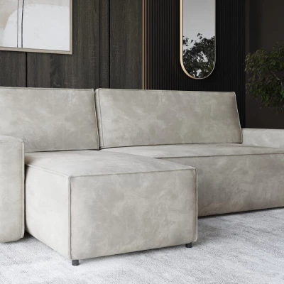 Rohová rozkládací sedačka FADELA - světlá béžová, levý roh