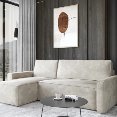 Rohová rozkládací sedačka FADELA - světlá béžová, levý roh