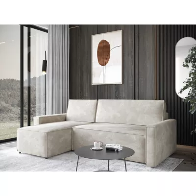 Rohová rozkládací sedačka FADELA - světlá béžová, levý roh