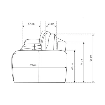Rozkládací dvoumístná pohovka TRURO - krémová