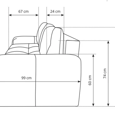 Rozkládací dvoumístná pohovka TRURO - latte