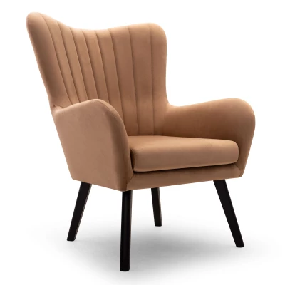 Čalouněné křeslo ušák KENORA - hnědé