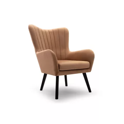 Čalouněné křeslo ušák KENORA - hnědé