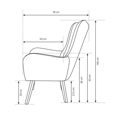 Čalouněné křeslo ušák KENORA - hnědé