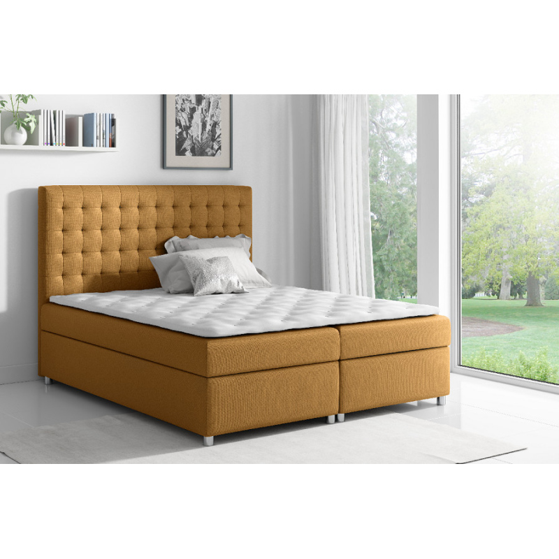 Kontinentální postel Evio hnědá 180 + topper zdarma