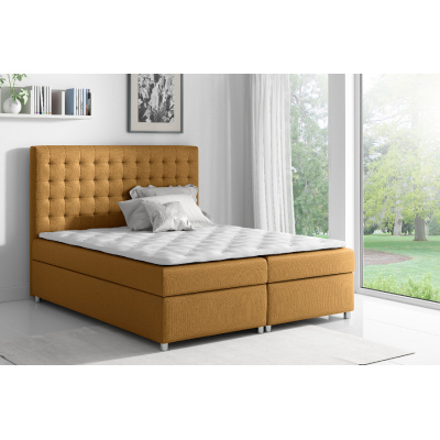 Kontinentální postel Evio hnědá 180 + topper zdarma