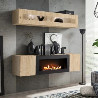 Závěsná skříňka FREYA s osvětlením - hickory jackson