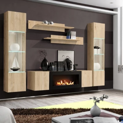 Závěsná vitrína FREYA s osvětlením - hickory jackson