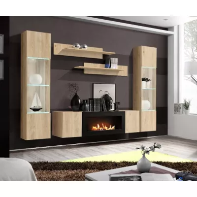 Závěsná vitrína FREYA s osvětlením - hickory jackson