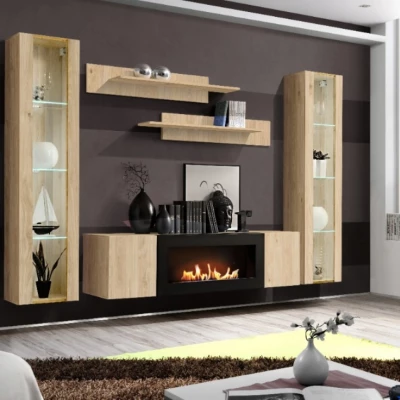 Vitrína s osvětlením FREYA - hickory jackson