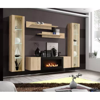 Vitrína s osvětlením FREYA - hickory jackson