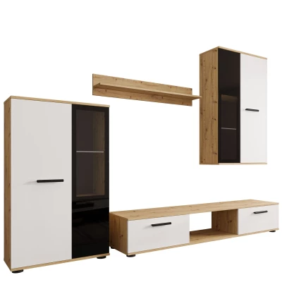 Obývací stěna VENNY - dub artisan / bílá