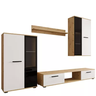 Obývací stěna VENNY - dub artisan / bílá