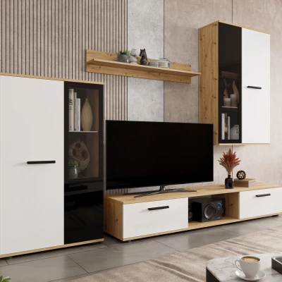 Obývací stěna VENNY - dub artisan / bílá