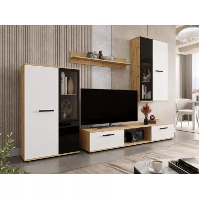 Obývací stěna VENNY - dub artisan / bílá