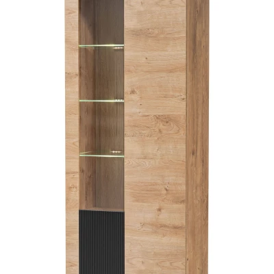 Prosklená vitrína INKADU s LED osvětlením - dub ribbeck / černá