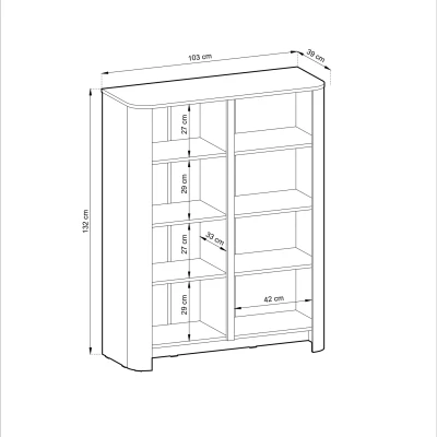 Vysoká komoda BETTY - kašmír / zlatá