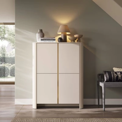 Vysoká komoda BETTY - kašmír / zlatá