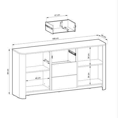 Kombinovaná komoda BETTY - kašmír / zlatá