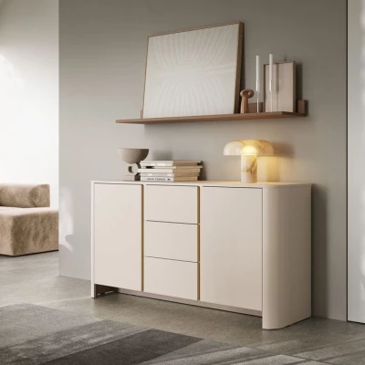 Kombinovaná komoda BETTY - kašmír / zlatá