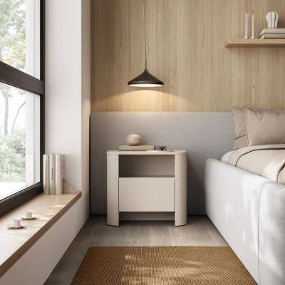 Noční stolek BETTY - kašmír / zlatý