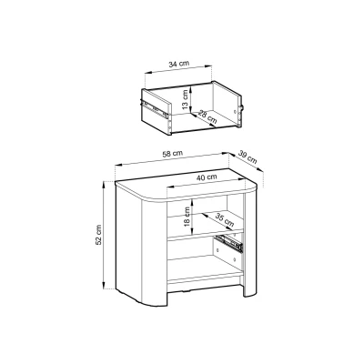 Noční stolek BETTY - dub vicenza