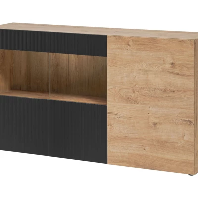 Prostorná komoda INKADU - dub ribbeck / černá