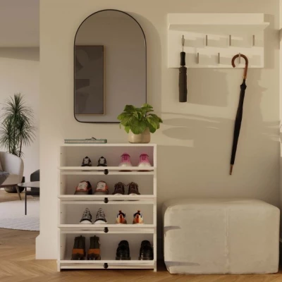 Botník s výklopnými dvířky ZAYAN - bílý