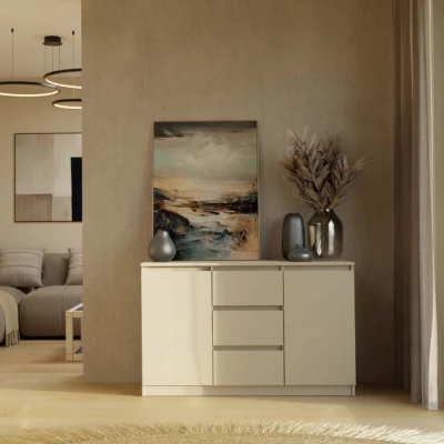 Široká komoda se šuplíky a dvířky ELBE - kašmír