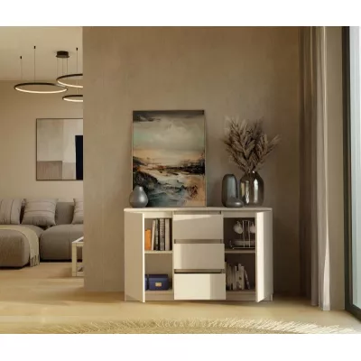 Široká komoda se šuplíky a dvířky ELBE - kašmír