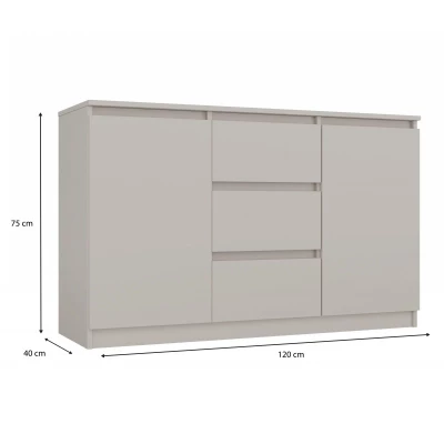 Široká komoda se šuplíky a dvířky ELBE - kašmír