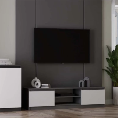 Úzká kombinovaná komoda ELBE - antracit / bílá