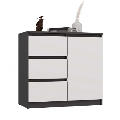 Úzká kombinovaná komoda ELBE - antracit / bílá